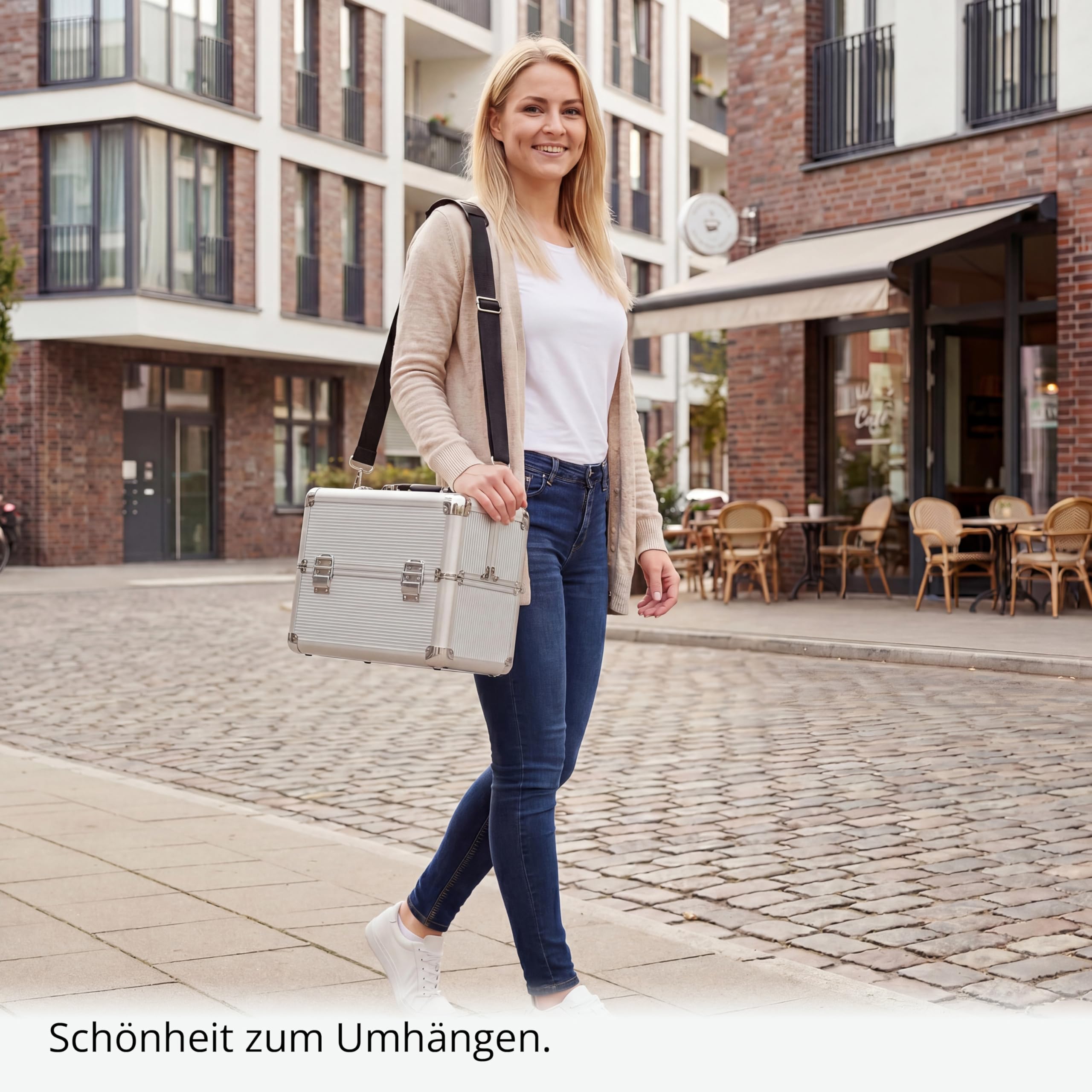N&BF Kosmetikkoffer Silber Aluminium Klein | Beautycase Abschließbar