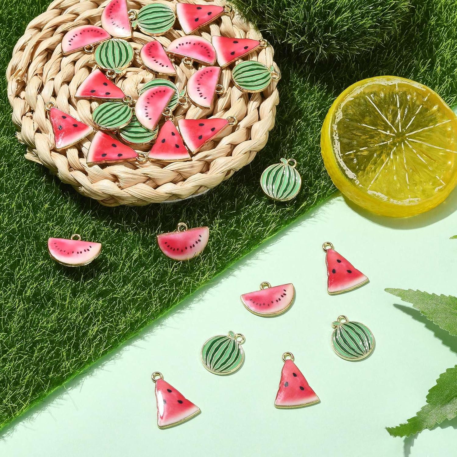KitBeads 30Pcs 3 Styles Watermelon Slice Charms Summer Fruit Charms Enamel Red Watermelon Charms for Jewelry Making Bracelets Necklaces Crafts - Image 5