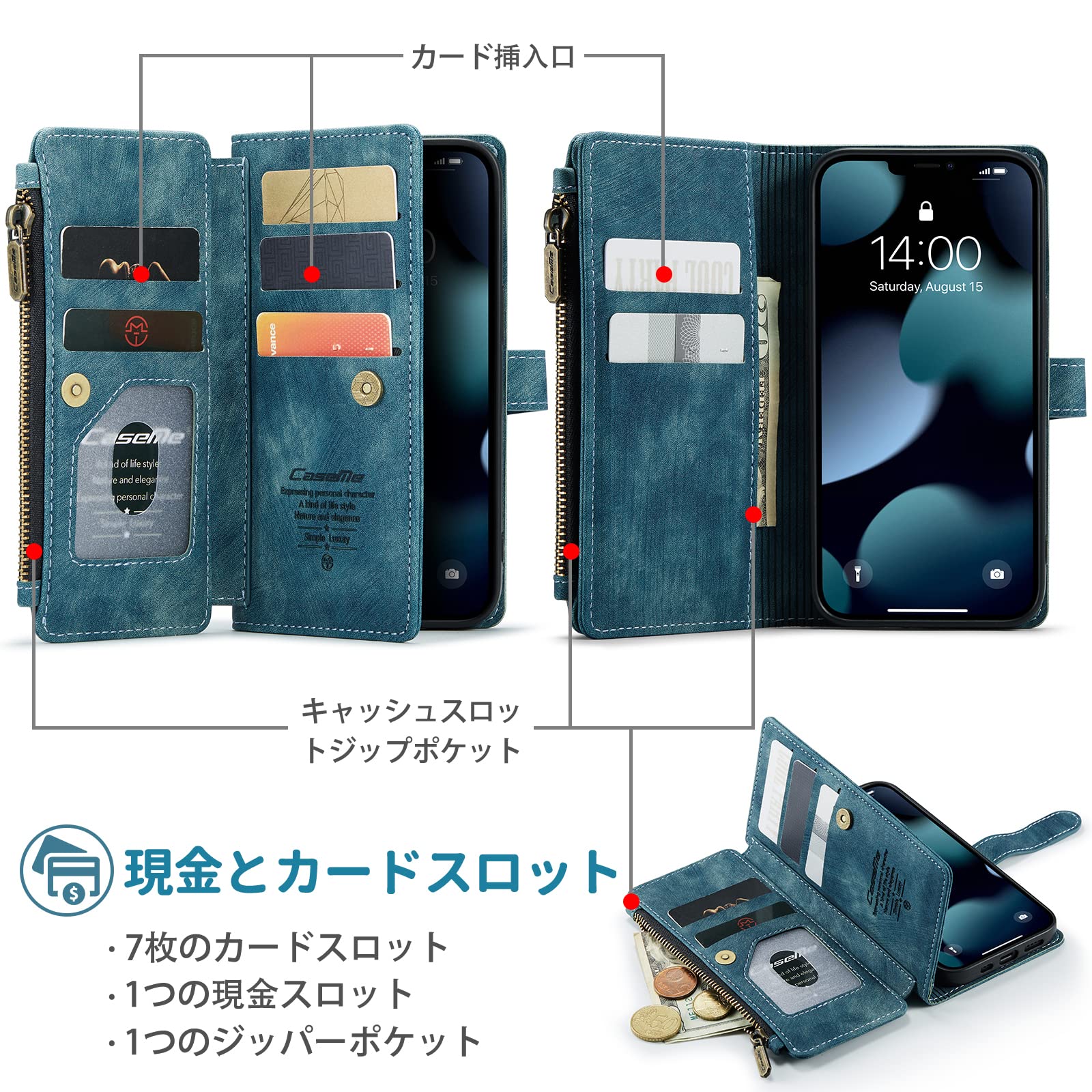 Amazon.co.jp: SeGinn iPhone 13 Pro 対応 ケース 手帳型 カバー PU