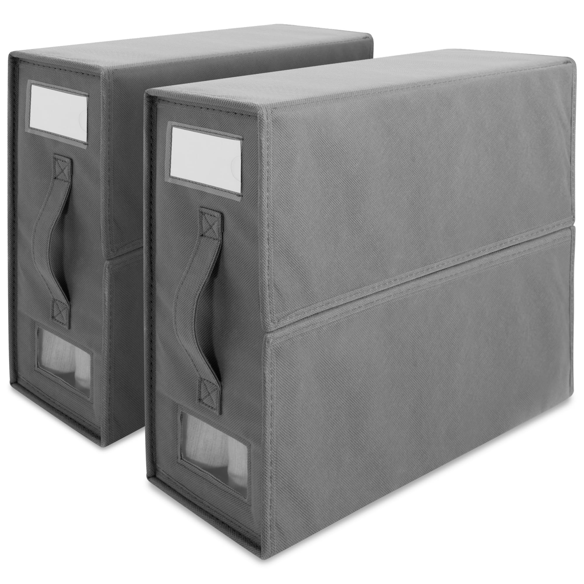 Bundlewize Bed Sheet Organizers and Storage 2 Pack, Foldable Sheets Set Organizer for Linen Closet, Bedding Storage Box for Blankets, Comforters, Pillow Cases and Duvet Covers - Grey