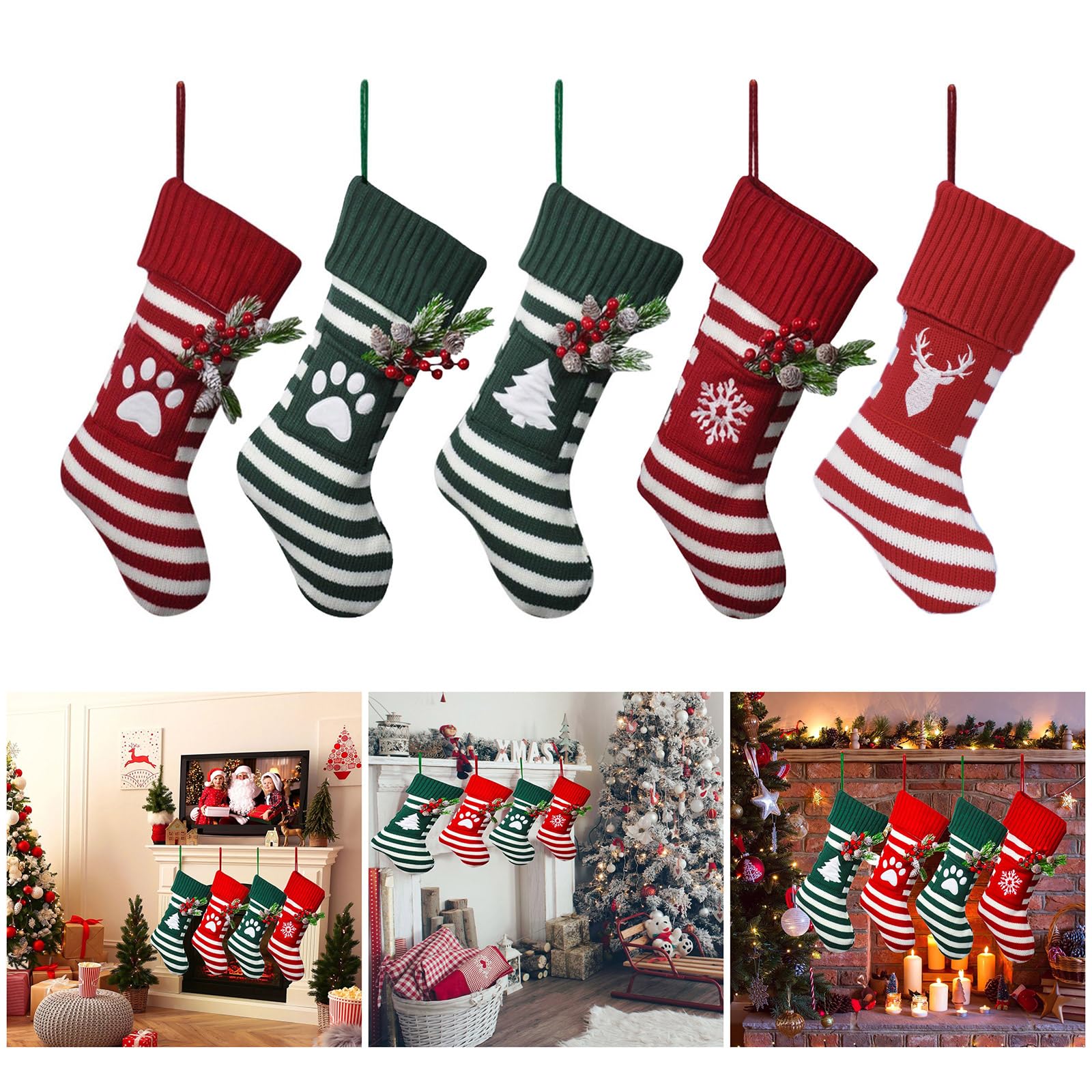 Amazon.co.jp: Supoion 多目的クリスマスニットストッキング サンタと