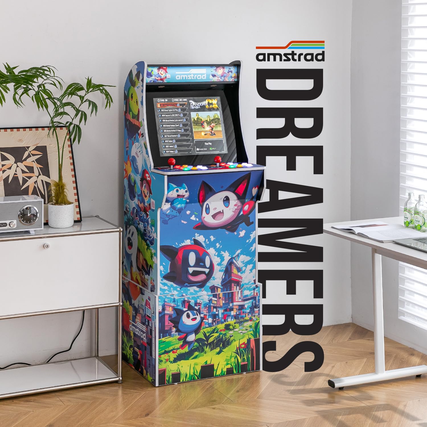 Borne d'arcade AMSTRAD modèle Gunners avec 2800 Jeux - Ecran 19 4:3 - 2 Joueurs - 16 Boutons rétro éclairés - 3 hauteurs