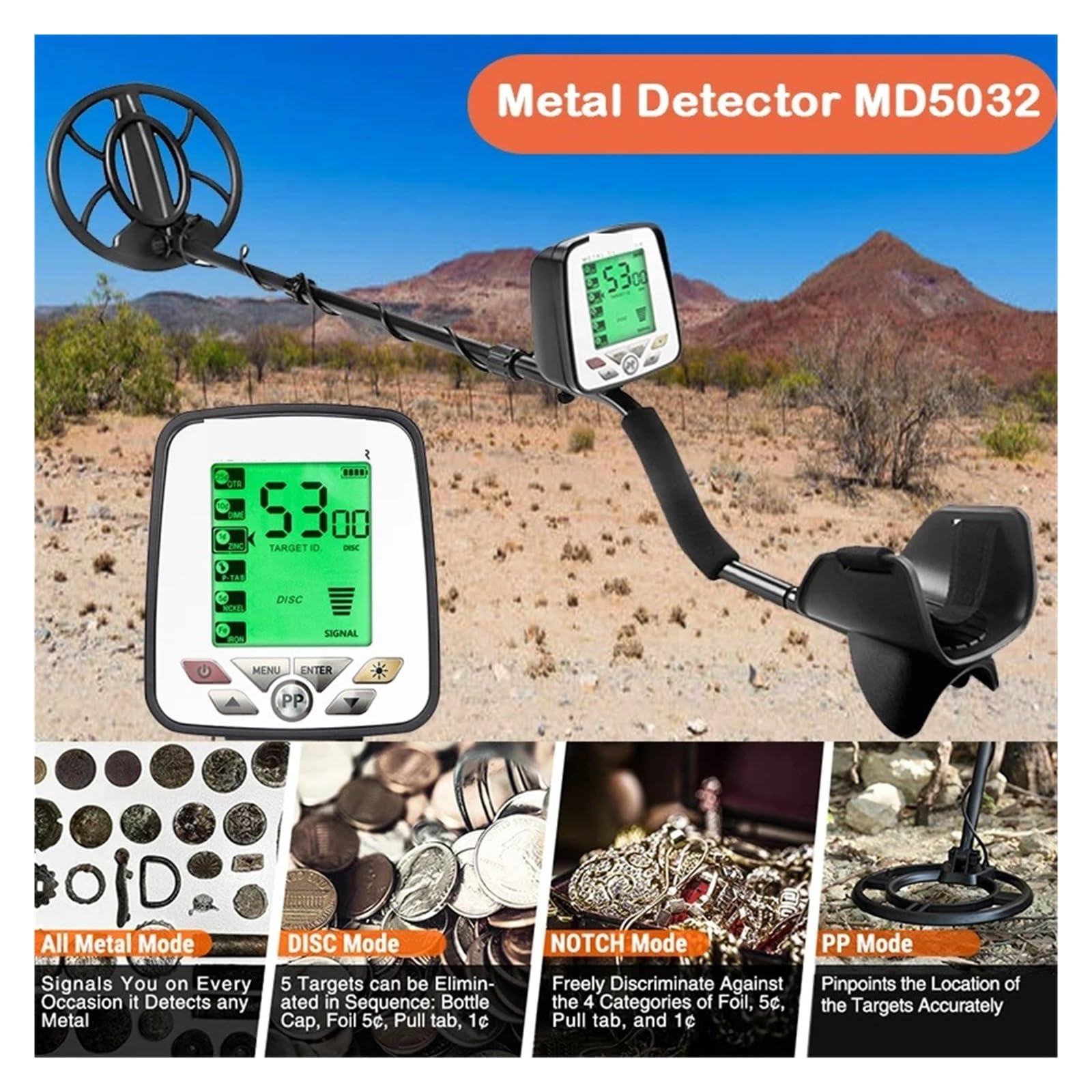 Wykrywacz Metali Md-5032, Wykrywacz Metali, Precyzyjna, Wodoodporna Cewka Poszukiwawcza, Wysoka Wydajność, Podziemna, Wysoka Dokładność