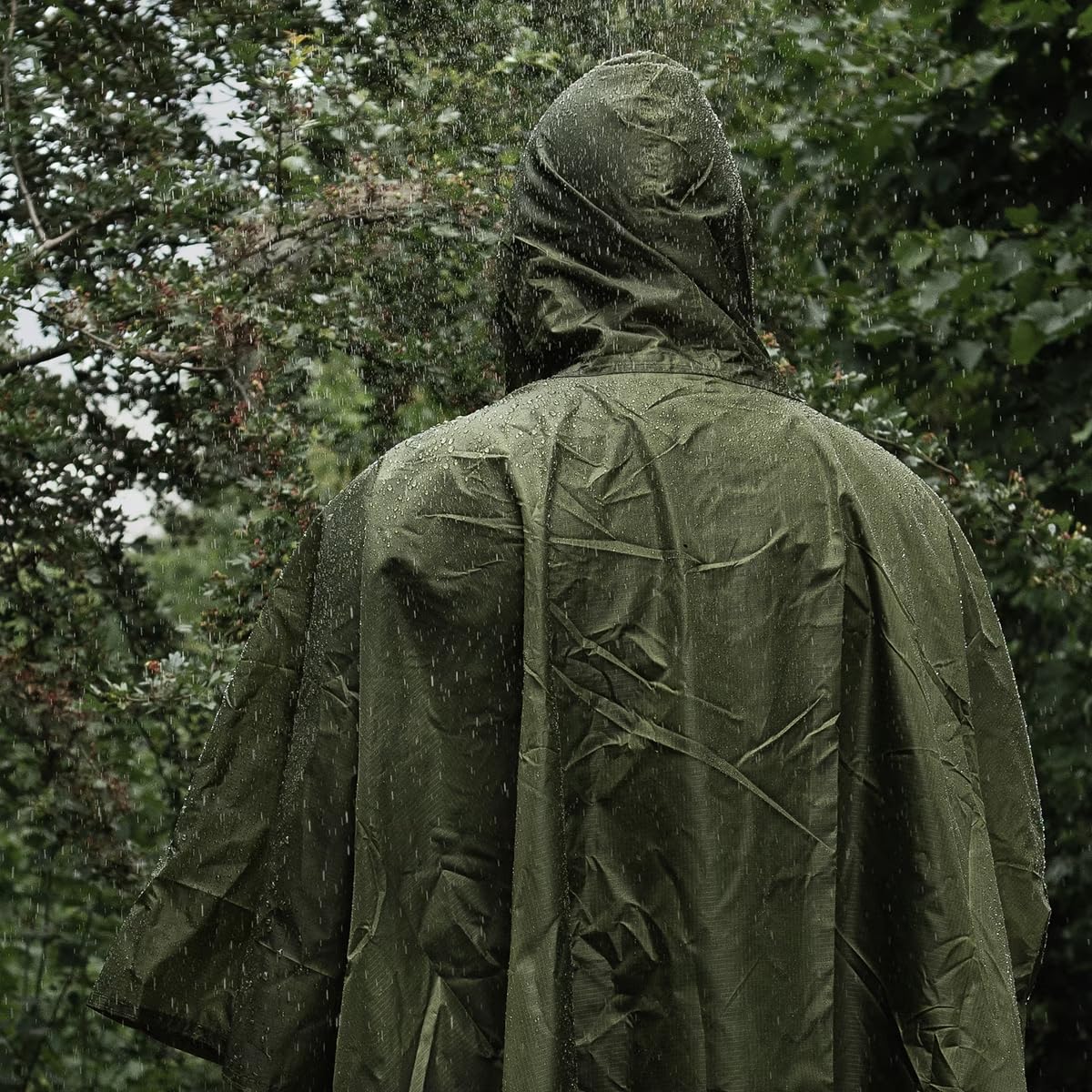 Badger outdoor Ponczo przeciwdeszczowe Ripstop – wodoszczelne ponczo przeciwdeszczowe 5000 mm, festiwal, survival, lekkie składane, na wędrówki, rower, kemping, do aktywności na świeżym powietrzu