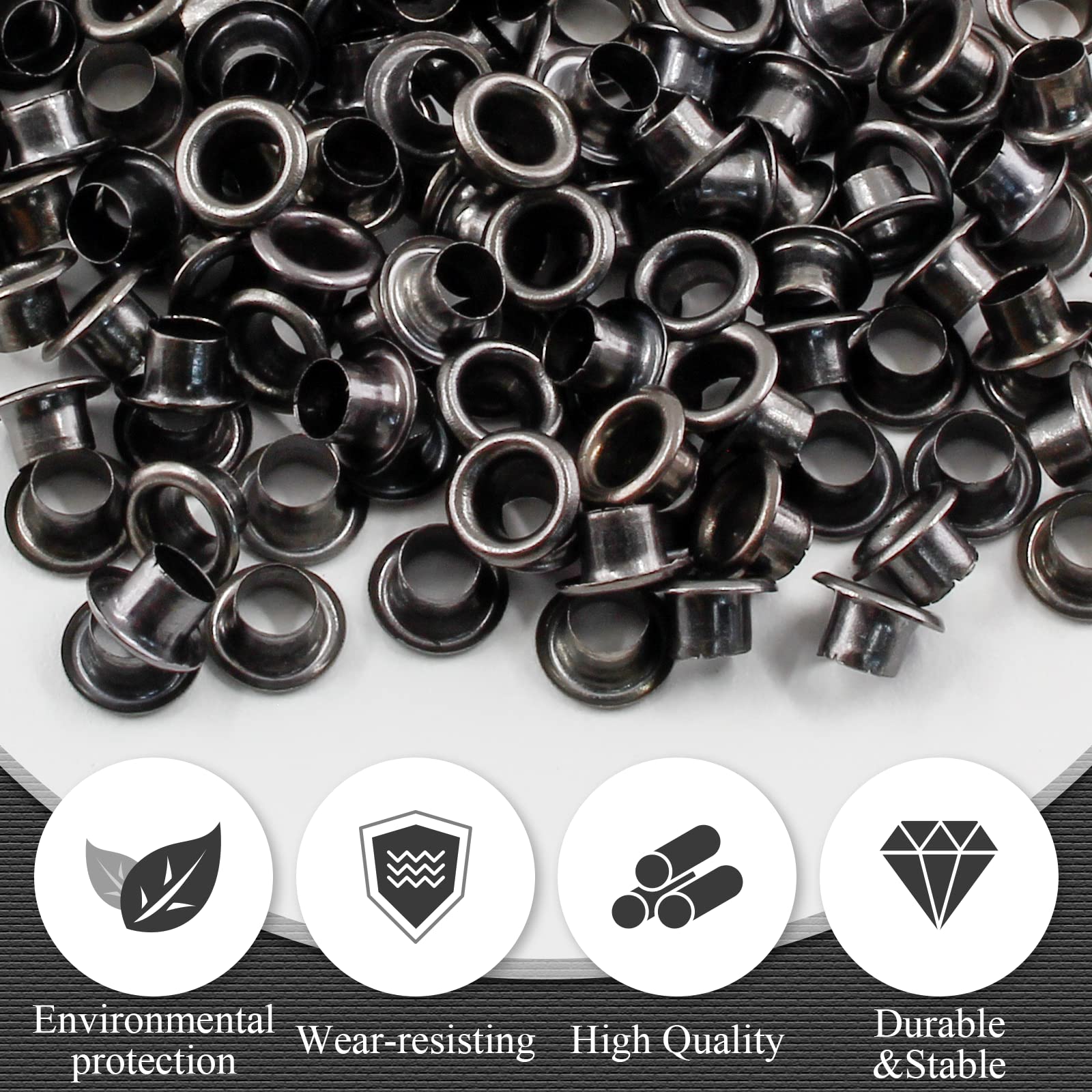 sourcing map Lot de 200 œillets en métal de 3 mm pour chaussures, vêtements, ceinture, sac, projet de bricolage, argenté