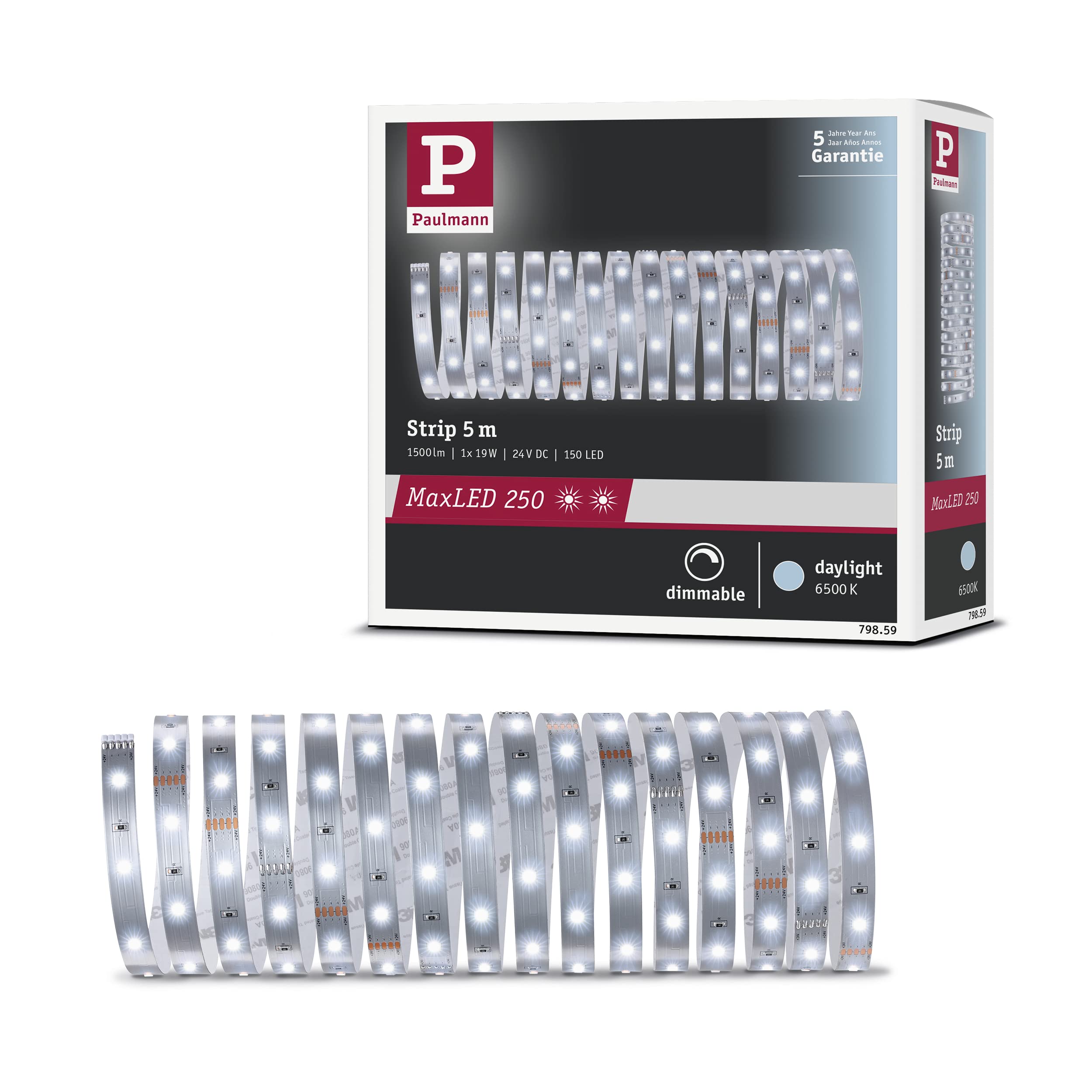 Paulmann 79859 MaxLED 250 LED Strip 5m Daylight IP20 incl. 1x20-watt Strip Lighting Strip 6500 K