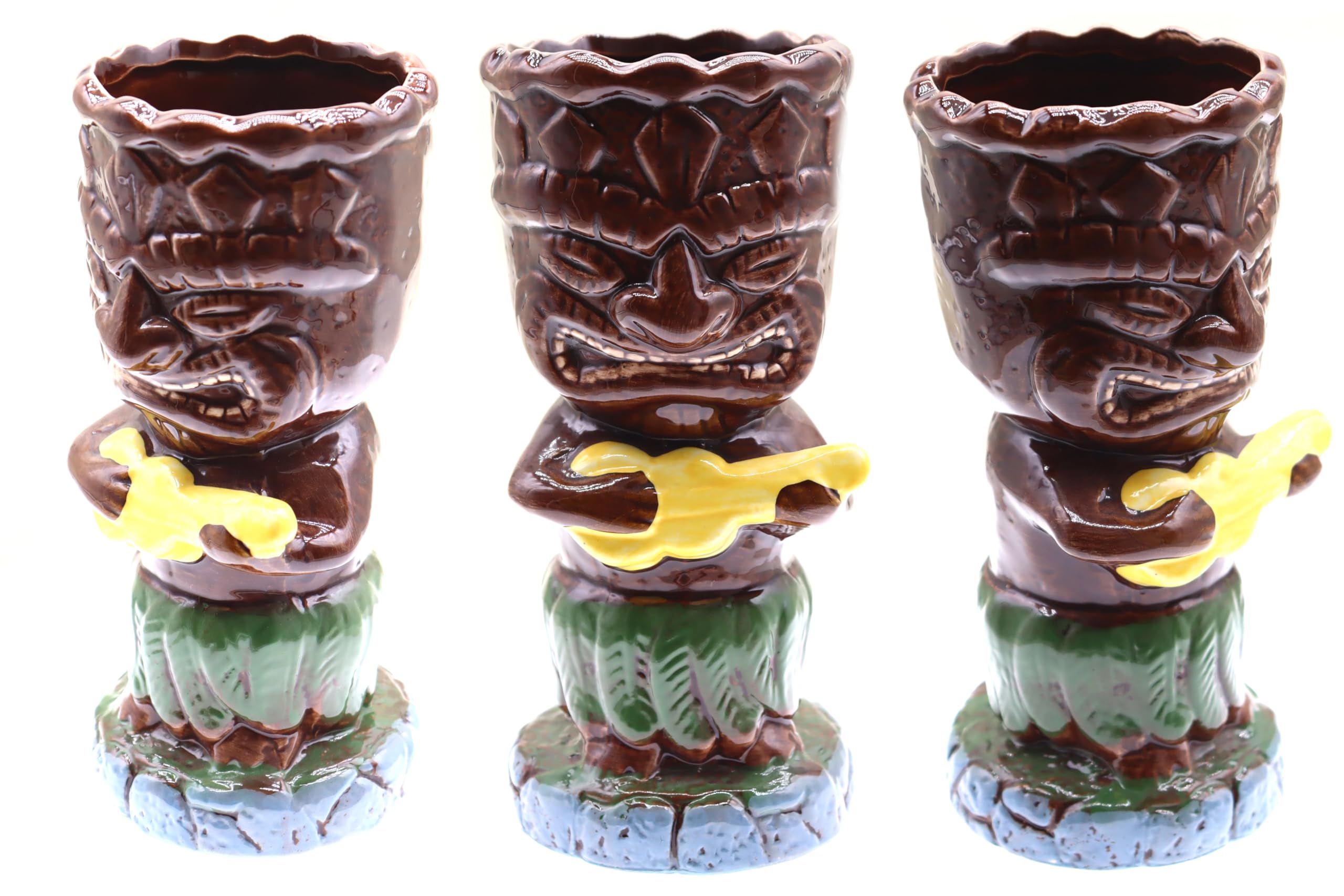 Set de 4 Tiki Mug Tropical Verre à Cocktails TIKIS Lot de Tasses en Céramique Inspiration Culture Polynésienne Boissons Exotiques et Tropicales hawaïenne cocktail