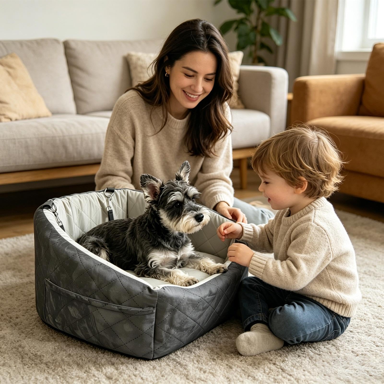 Asiento de Coche para Perro Con Cinturón de Seguridad Transpirable y | Confortable Elevador y Asiento de Viaje para Perro Para Cachorros y Gatos Pequeños y Medianos en SUV y