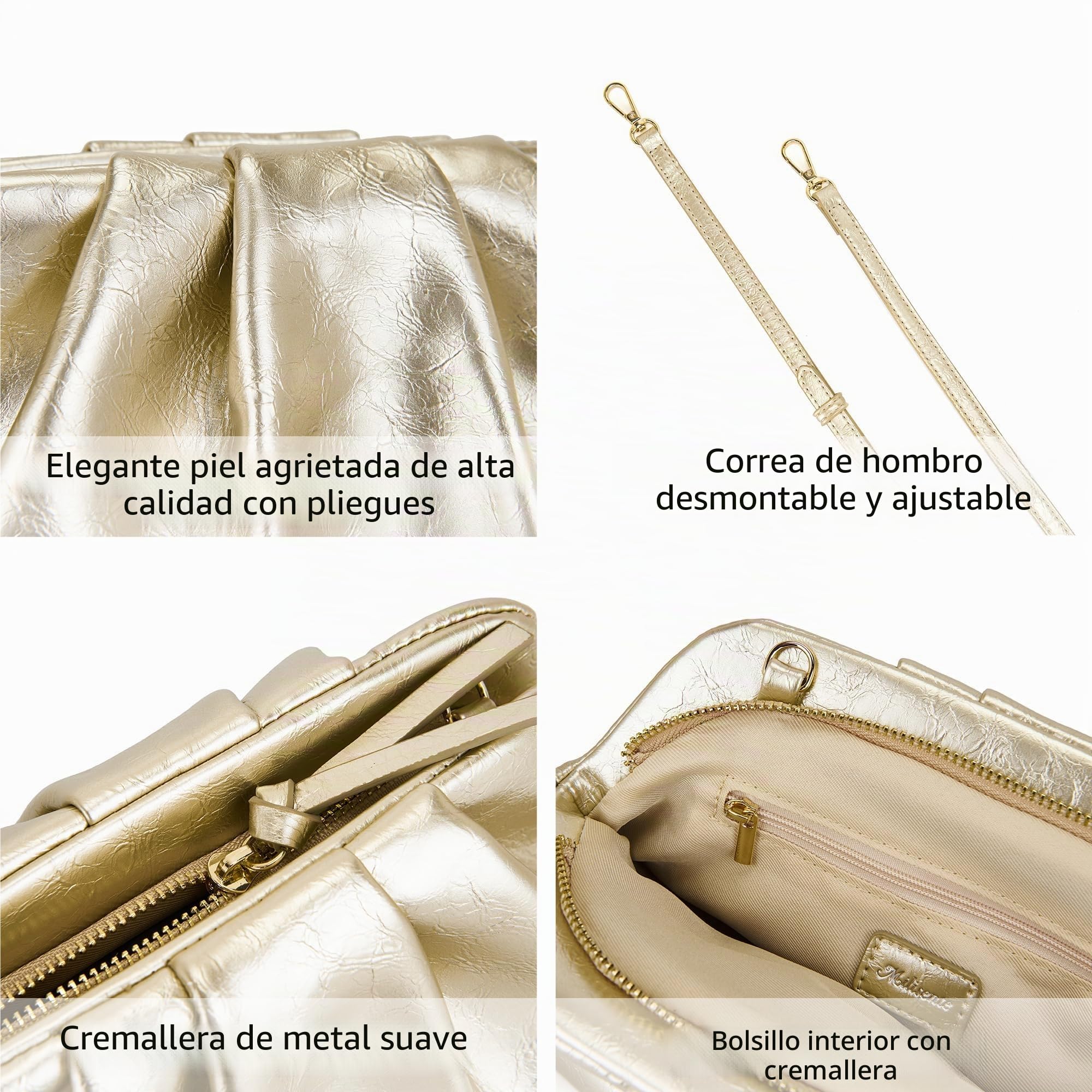 Bolso de noche para mujer, elegante, pequeño, de piel sintética, para bodas, con cremallera