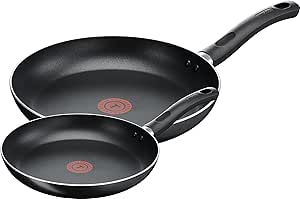 Tefal Taste Twin Frying Pan Set, 20/28cm Non-Stick Aluminium Cookware, All Hobs Compatible Except Induction, Black - B189S244