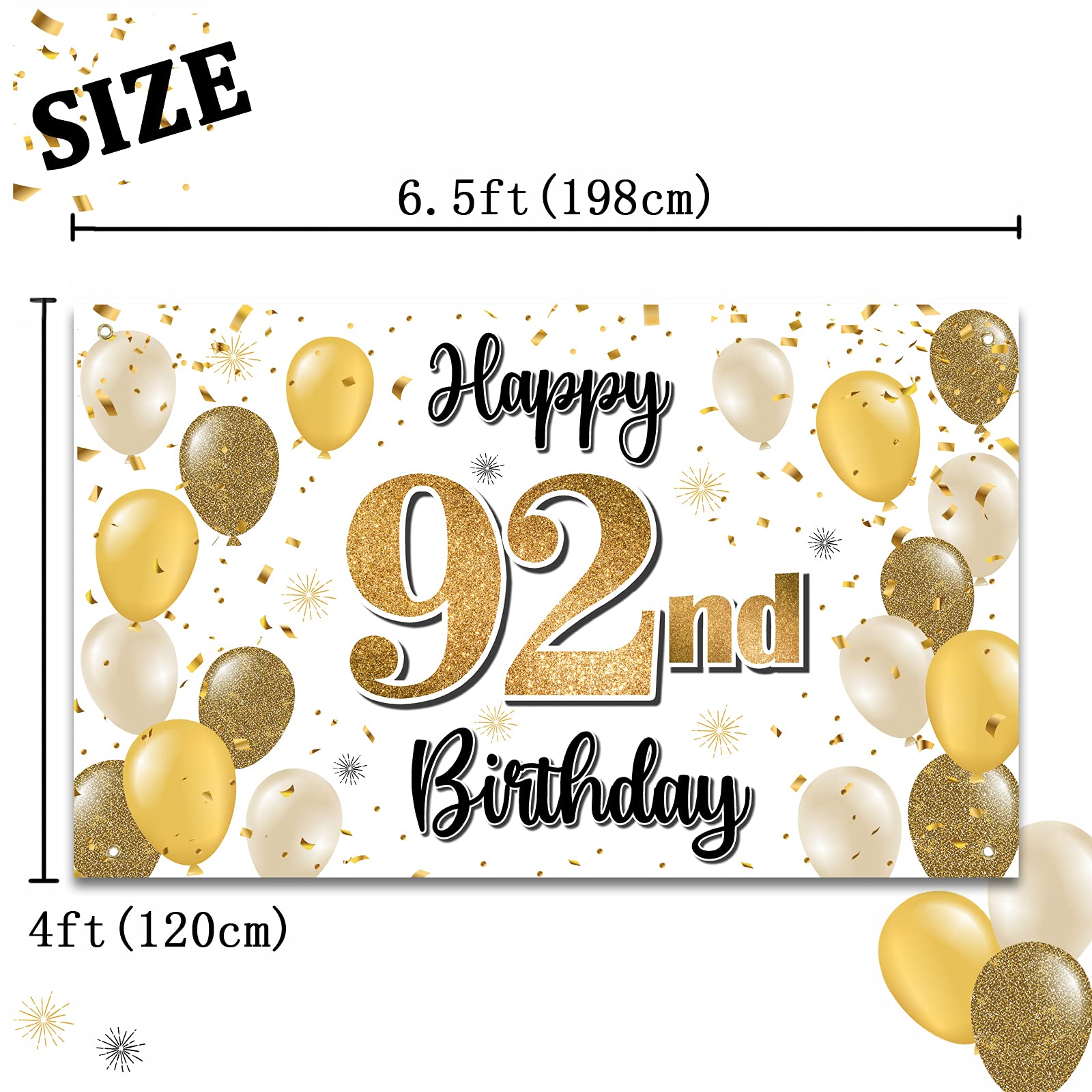 Happy 92nd Birthday Purple Banner – Large Party Backdrop For Decor & Photo Props
