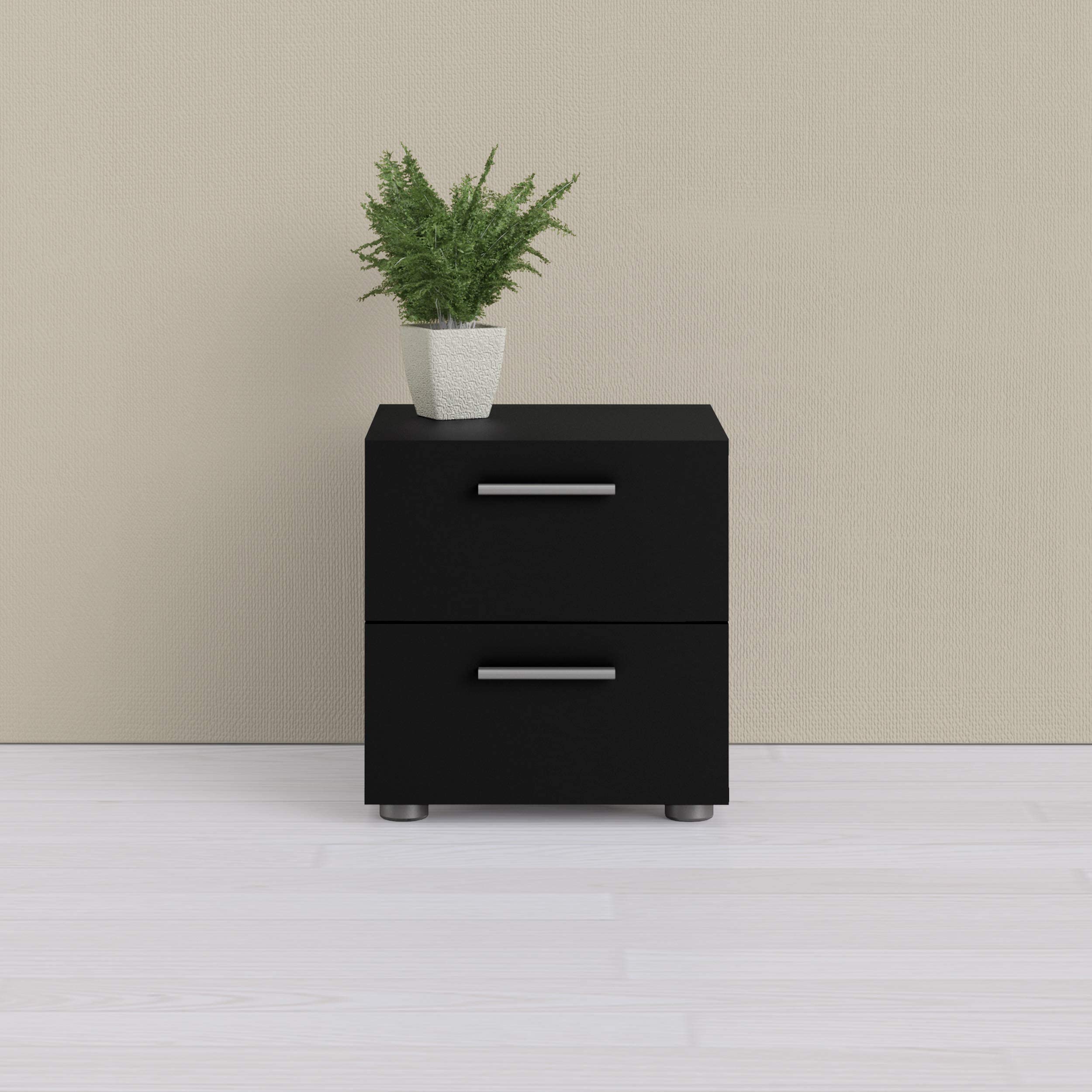 Tvilum 2 Drawer Bedroom Nightstand Nighstand, 15.75 in x 15.85 in x 16.65 in, Black