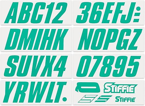 Miniatura 3 de Stiffie Shift Sea Teal - Kit de identificación alfanuméricos, calcomanías de números de registro para barcos y embarcaciones personales, color verde