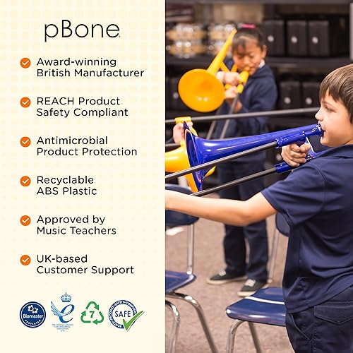 Miniatura 7 de pInstrument Trombón de plástico pBone  Boquillas y bolsa de transporte  Ligero versátil cómodo agarre ergonómico  Bb auténtico sonido para