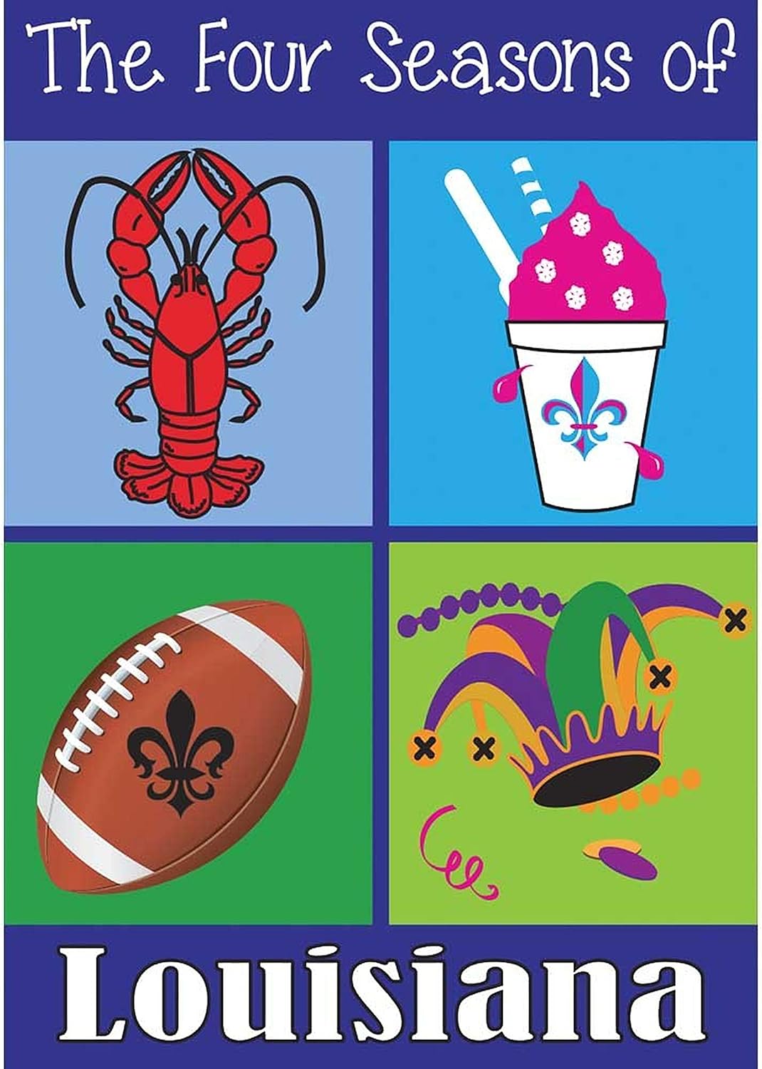Four Seasons of Louisiana Icons 42 x 29 Rectangular Double Applique Large House Flag