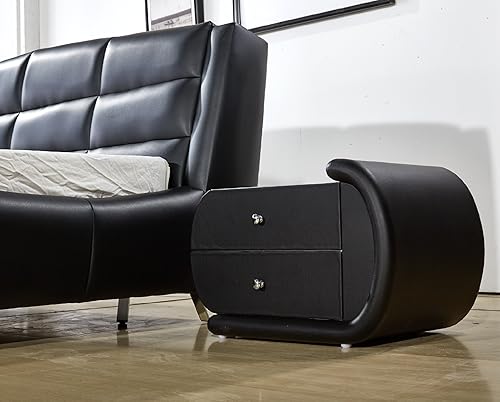 Container Furniture Direct Thompson Collection - Mesita de noche contemporánea tapizada de piel sintética con tiradores de cajón cromados, estándar,