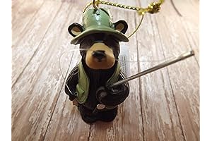 Bearfoots Tangled Fisherman Black Bear Saltwater Fishing Christmas Tree Ornament 30150714