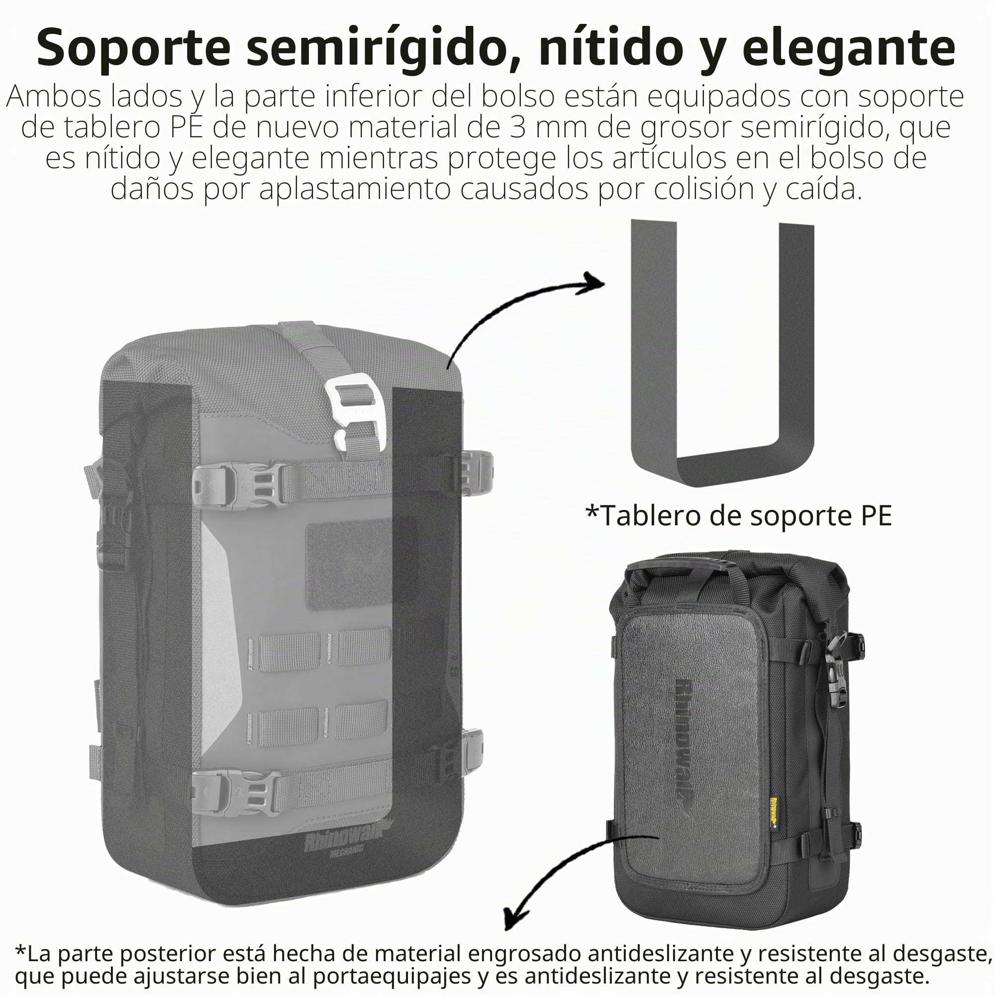 Rhinowalk Bolsa para parachoques delantero de motocicleta, bolsa trasera para motocicleta, 6 L, impermeable, con sistema Molle, accesorios profesionales de motor, color negro