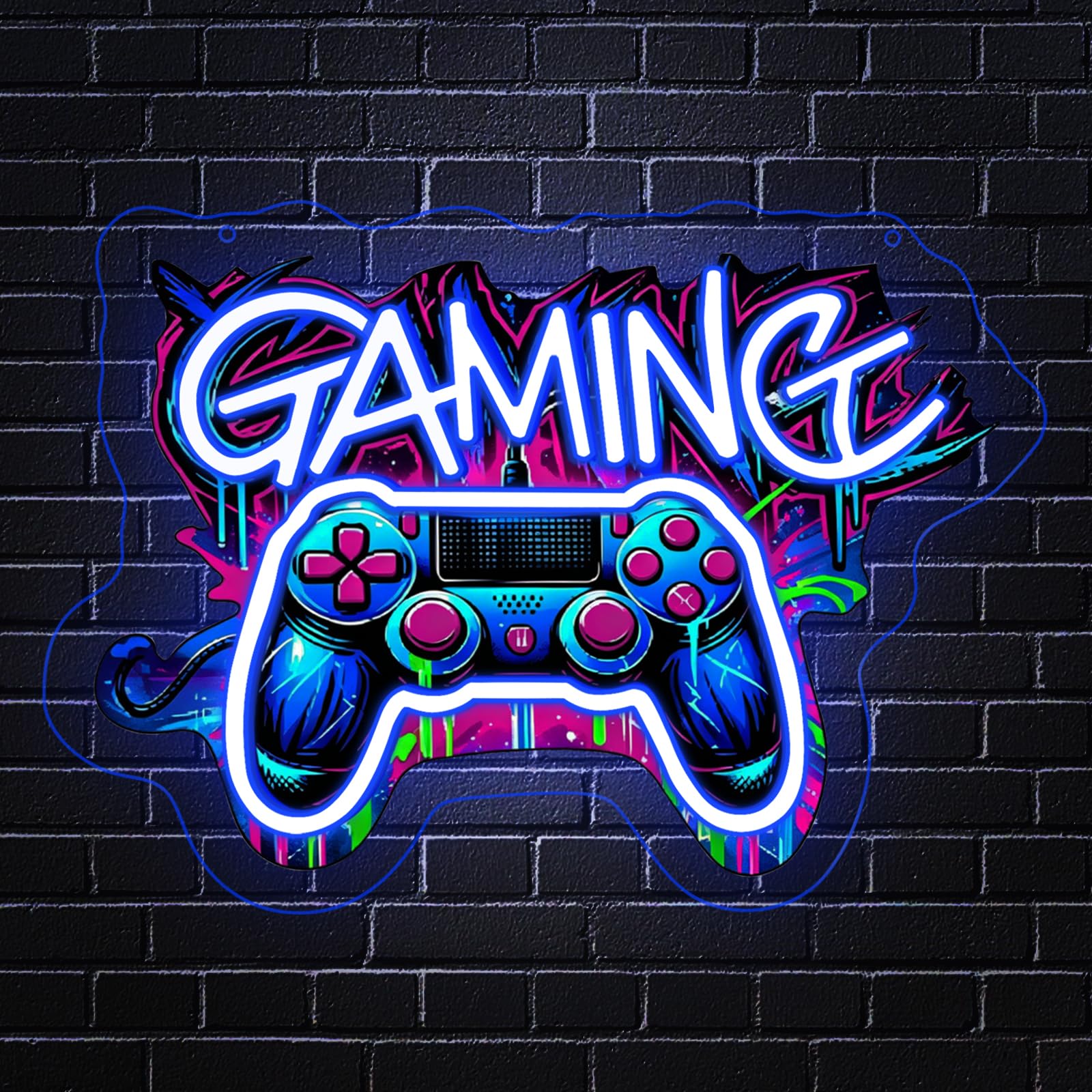 Gaming Zone neonowy szyld, kontroler gier, neonowa tabliczka do dekoracji ściany, neonowa lampa ścienna LED do pokoju zabaw, dla mężczyzn, dekoracja pokoju zabaw dla chłopców, sypialni