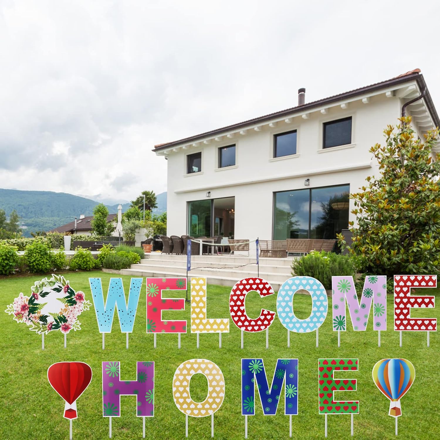 Welcome Home Yard Signs With Stakes,14 Pcs Welcome Home Lawn Signs,Welcome Sign Outdoor Lawn Decorations,For Military Homecoming Deployment Returning Party Supplies,Waterproof/Not Fade