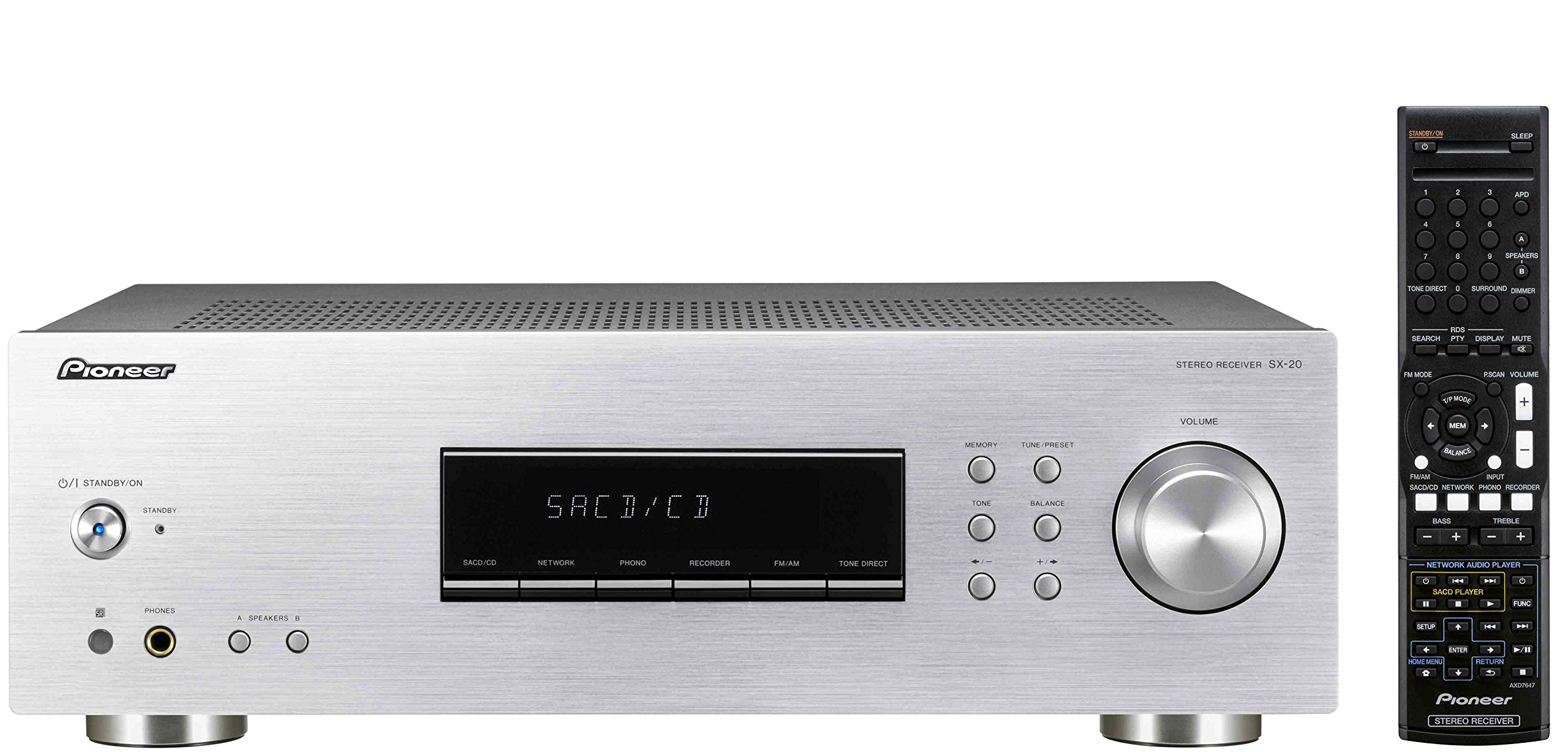 Pioneer Stereo receiver, SX-20-S, with FM/MW radio (RDS) and phono
