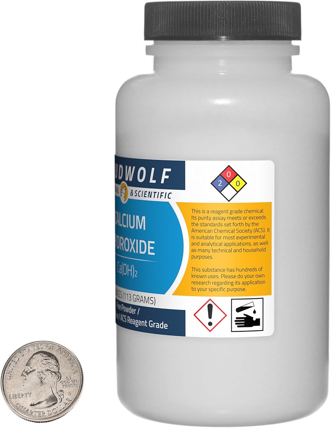 Calcium Hydroxide / 8 Ounces / 2 Bottles / 99.9% Pure Food Grade/Fine Powder