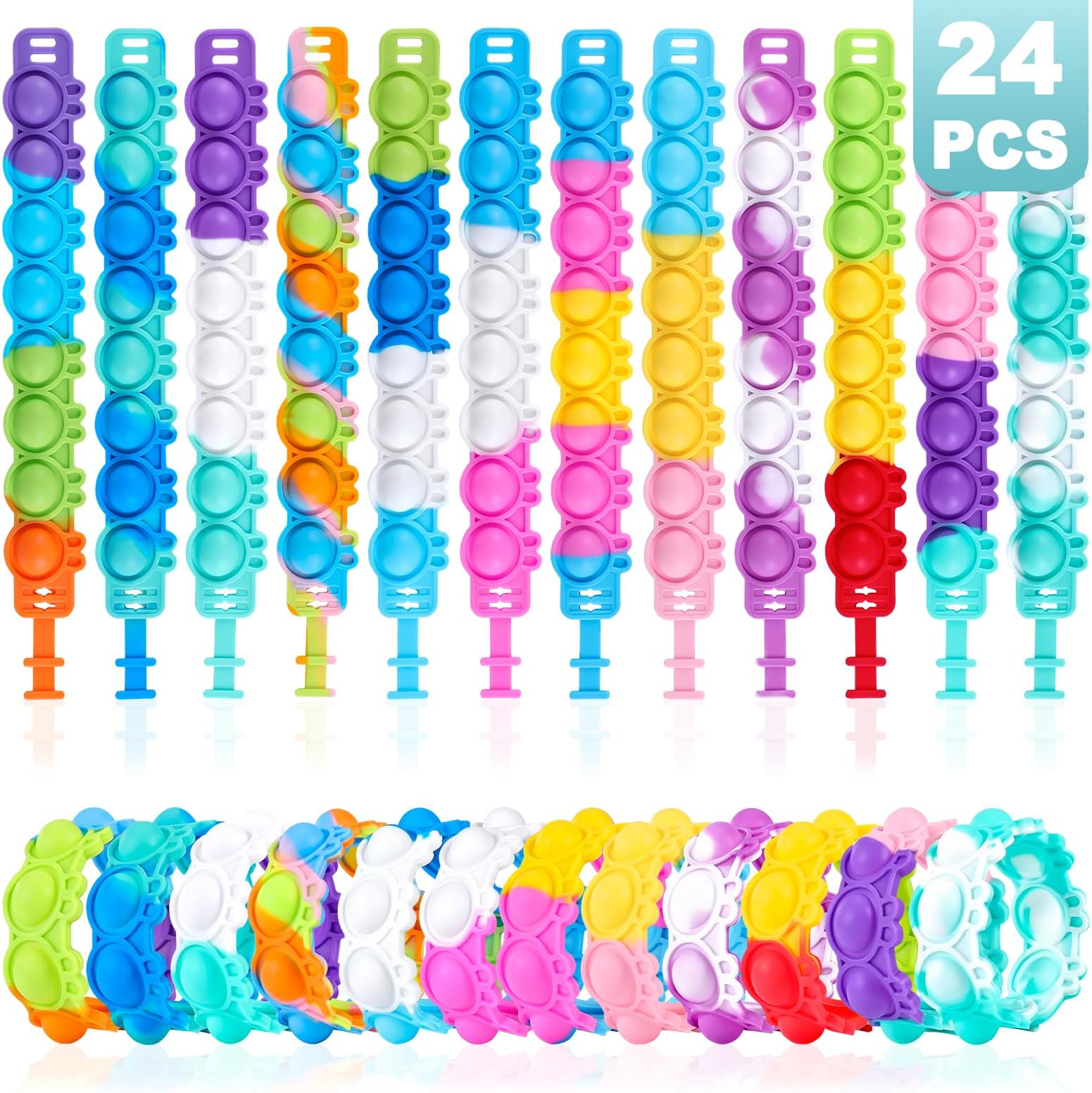 Easter Pop Bracelets 24 PCS Fidget Toys Bulk Its Easter Rabbit Bracelet Easter Basket Stuffers Egg Fillers Kids Party Favors Fidgets Easter Gifts for Kids Classroom Prizes Birthday Goodie Bag Stuffers