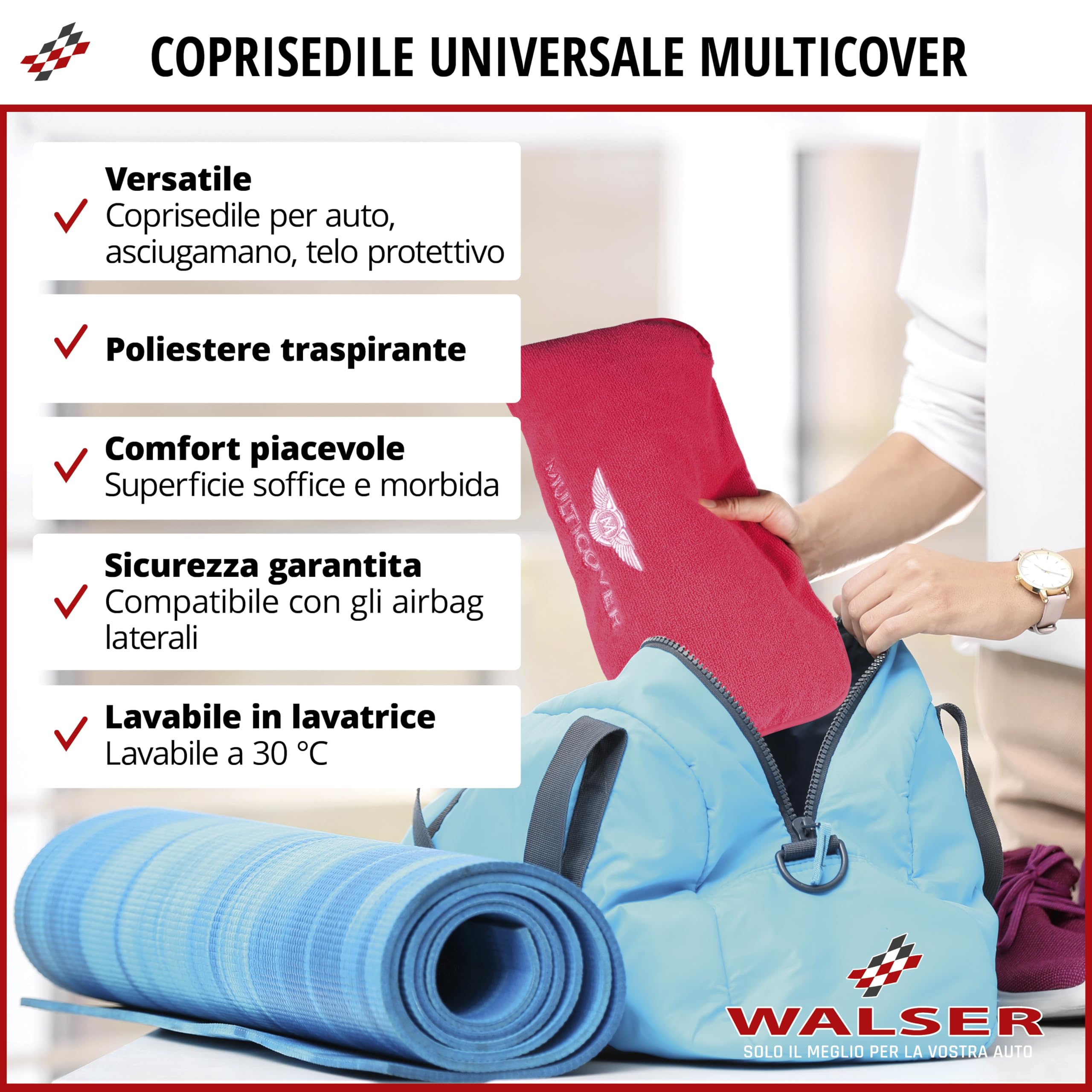 Walser coprisedile Multicover, coprisedile auto universale, coprisedile auto lavabile grigio