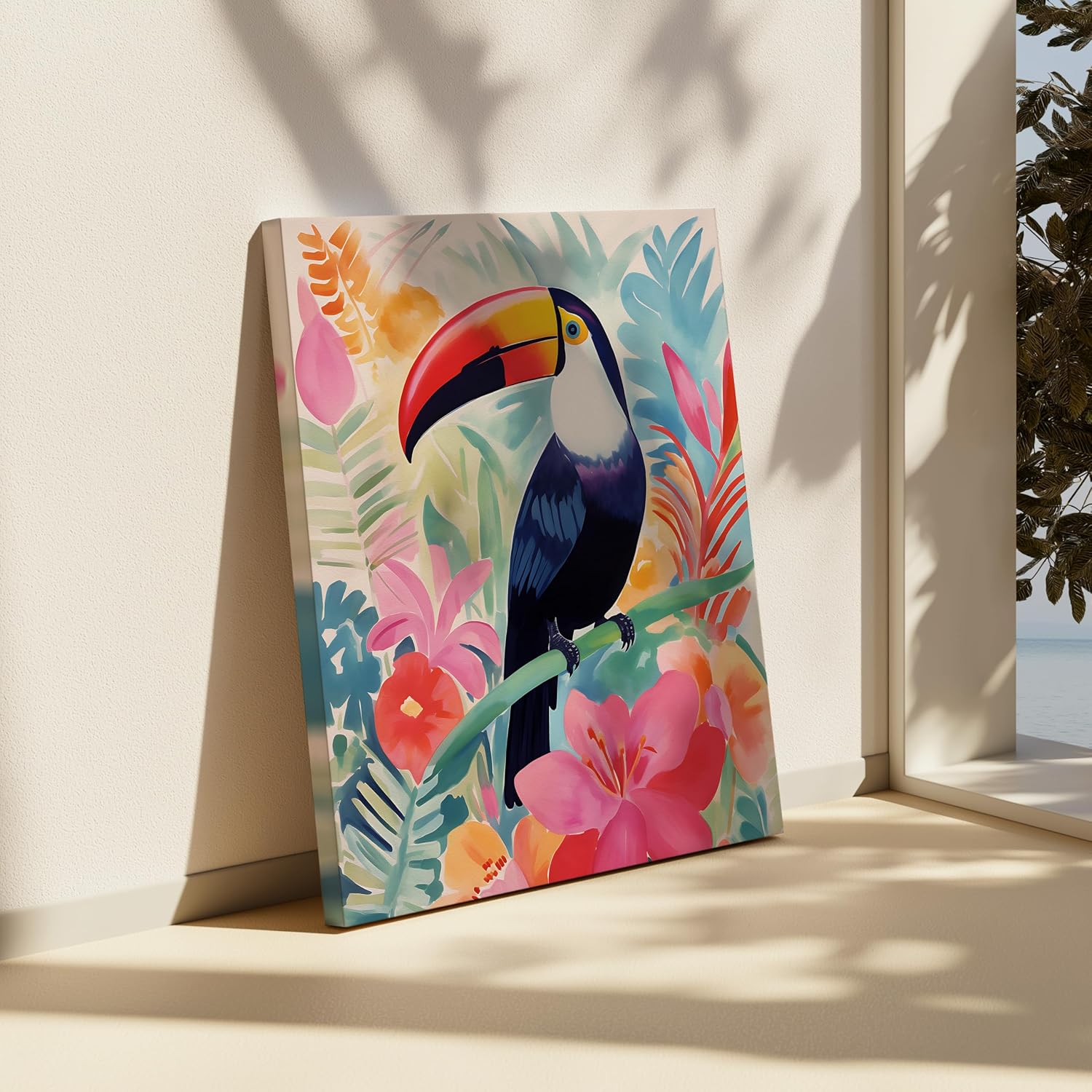 Poster Master Toucan Canvas - Toucan Portrait Print - Bird Art - Wildlife Art - Watercolor Art - Gift for Veterinarian, Animal Lover - Decor for Bedroom, Nursery, Kid's Room - 8x10 STRETCHED Canvas