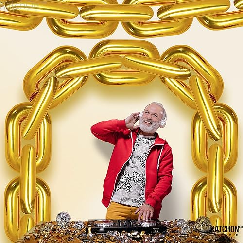 Miniatura 2 de Globos gigantes de cadena dorada de 32 pulgadas, 22 piezas, globos de cadena de aluminio para decoraciones de fiesta de hip hop, globos de cadena