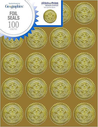 Miniatura 3 de Geographics Sellos de certificado de premio de lámina dorada, sello oficial de excelencia en relieve, 2 pulgadas (juego de 100)