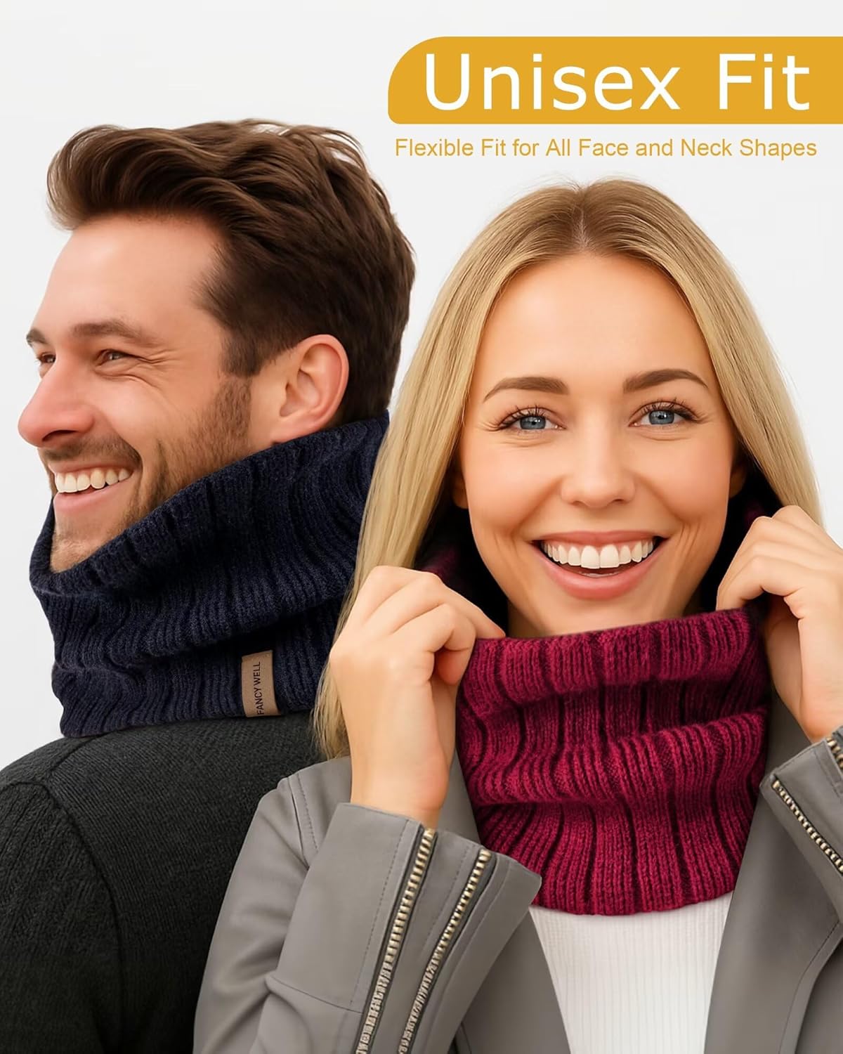 Winter Neck Gaiter for Men – 3 Pack Ski Neck Warmer, Fleece Face Mask Cover, Cold Weather Neck, Neck Warmers - Image 2