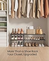 Vista 9 de SONGMICS Shoe Rack, 2-Tier Shoe Organizer, Metal Storage Shelf, Upright or Upside Down, for 6-9 Pairs, Stackable, for Entryway, 11.8 x 26.8 x 13.2