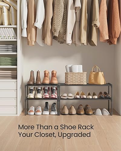 Miniatura 9 de SONGMICS Shoe Rack, 2-Tier Shoe Organizer, Metal Storage Shelf, Upright or Upside Down, for 6-9 Pairs, Stackable, for Entryway, 11.8 x 26.8 x 13.2