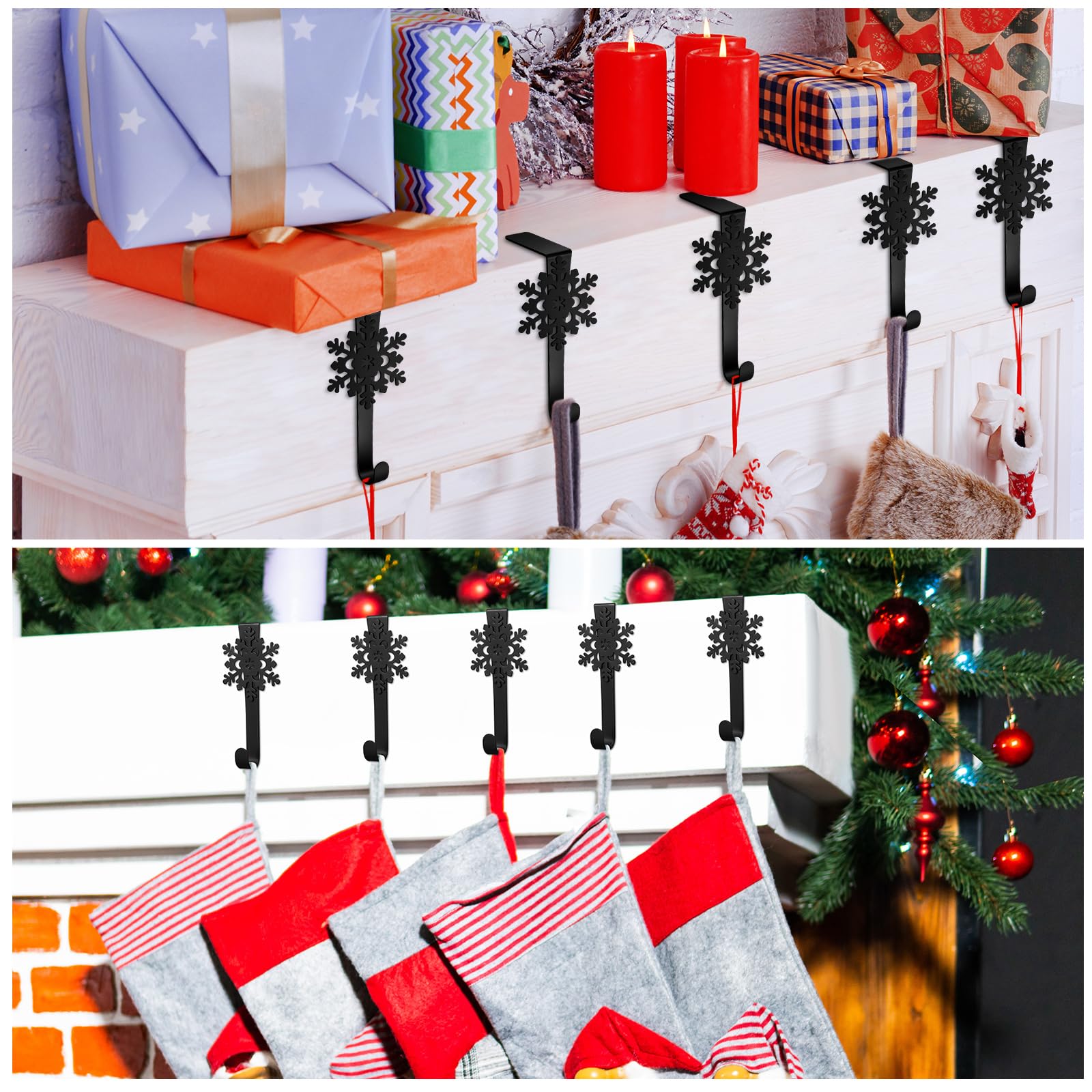12 Stück Schneeflocken-Strumpfhalter Aus Metall – Rutschfeste Weihnachts-Deko Für Kamin & Regal