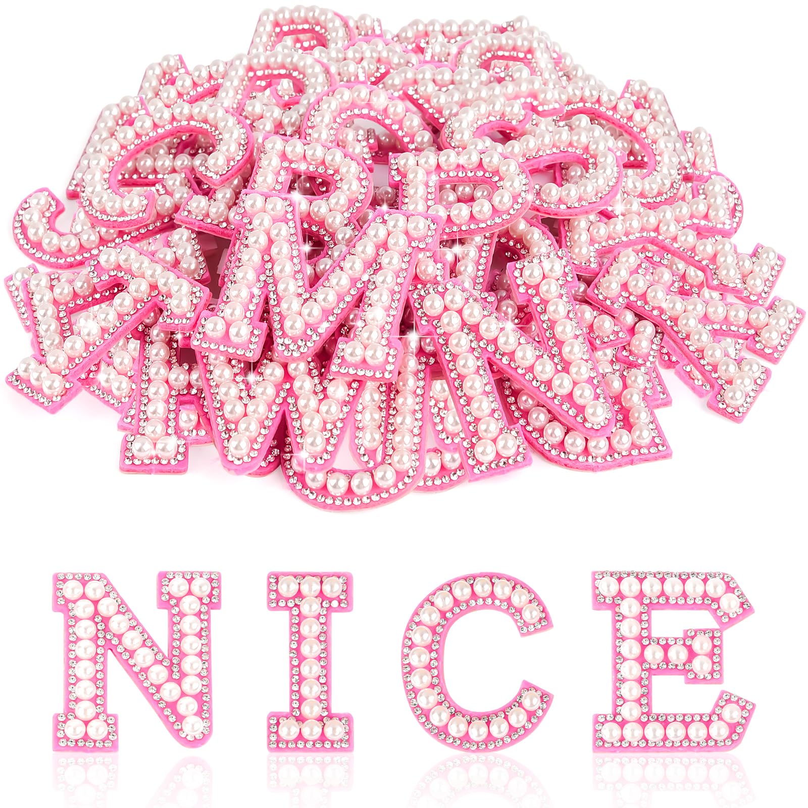 ASTARON 26 Pcs Self Adhesive Letter Patches Pearl Rhinestone Letter Stickers, Glitter Rhinestone Letters A-Z Embroidered Applique Patches Alphabet Cloth Patch for Clothes, Bags, Hat, Phone Case, DIY â image 1