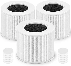 Core Mini Replacement Filter for LEVOIT Core Mini-P Air Purifier, 3-in-1 High-Efficiency H13 True HEPA Activated Carbon Filter, Replace Part # Core Mini-RF, 3 Filter & 10 Fragrance Sponge