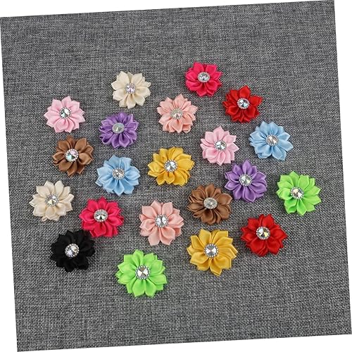 Miniatura 3 de IMIKEYA 1 20 piezas de cinta de flores de boda rosa gasa tela de gasa flores DIY satén diademas accesorios para diamantes de imitación cinta flores