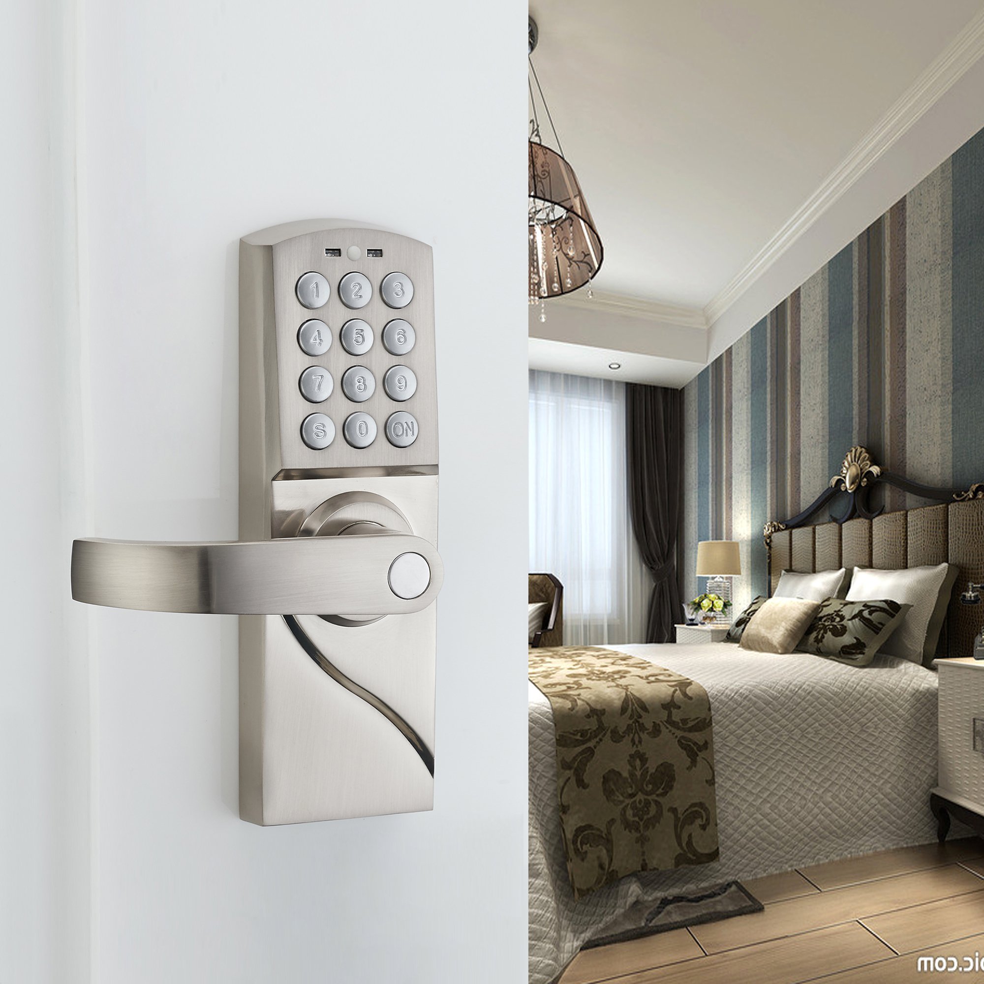 BESTTEN Electronic Keypad Door Lever, Programmable Keyless Entry Door