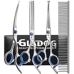 GLADOG Professional 5 in 1 Dog Grooming Scissors Set with Safety Round Tips, Sharp and Heavy-duty Pet Grooming Shears for Cats