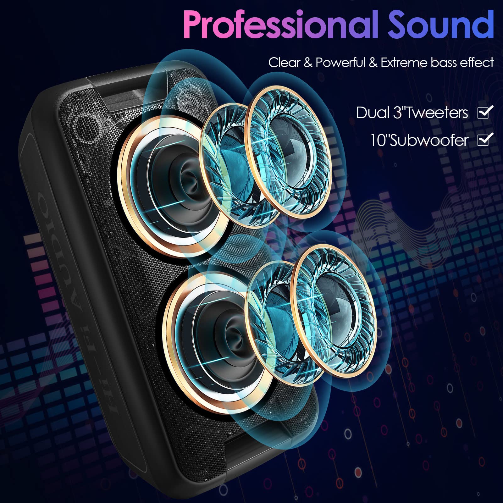 Altoparlante Bluetooth Karaoke Portatile Professionale Per Feste Doppio 10 Pollici Ad Alta Potenza - Cina Altoparlante Professionale E Altoparlante Portatile Prezzo - Foto 5