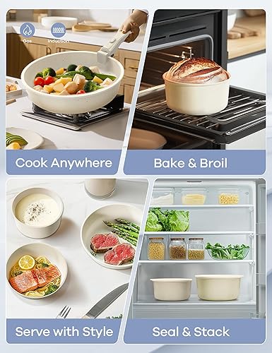 Miniatura 2 de Ganiza Juego de 27 utensilios de cocina antiadherentes, juego de ollas y sartenes antiadherentes, mango desmontable antiadherente, juegos de