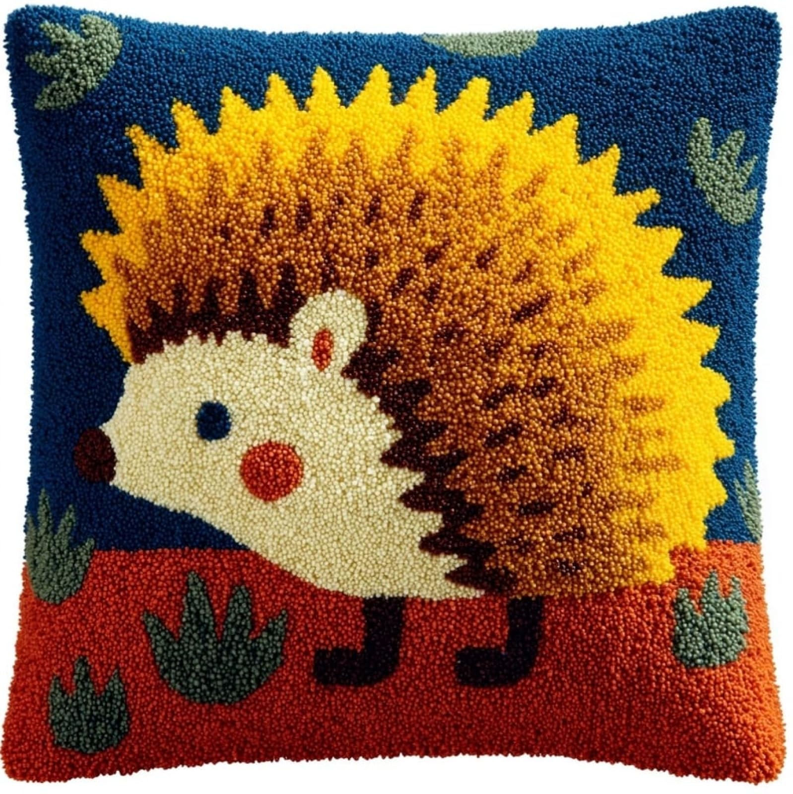 AxiangziK Latch Hook Pillow Kit for Adults,Cartoon Hedgehog Latch Hook Cushion Kits 17X17Inch,DIY Needlework Pillow Cover Sofa Cushion Rug Making