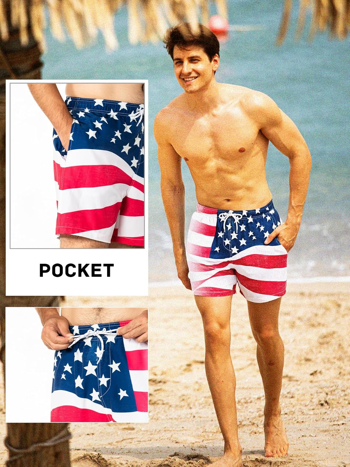 BRISIRA Men's Swim Trunks Swim Shorts 5 inch Compression Liner Bathing Suit Anti-Chafe Quick Dry Stretch Pockets - Image 5