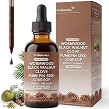 Wormwood Black Walnut and Clove Liquid Drops - All-in-One Botanical Herbal Extract Supplement | Digestive Support and Detox Aid for Human Gut Health - Alcohol Free | Vegan - 60ml