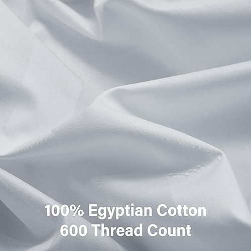 Miniatura 2 de Sábana bajera ajustable de 100 % algodón puro, bolsillo profundo de 15 pulgadas, sábana bajera de 600 hilos para hogar y hotel (gris a rayas,