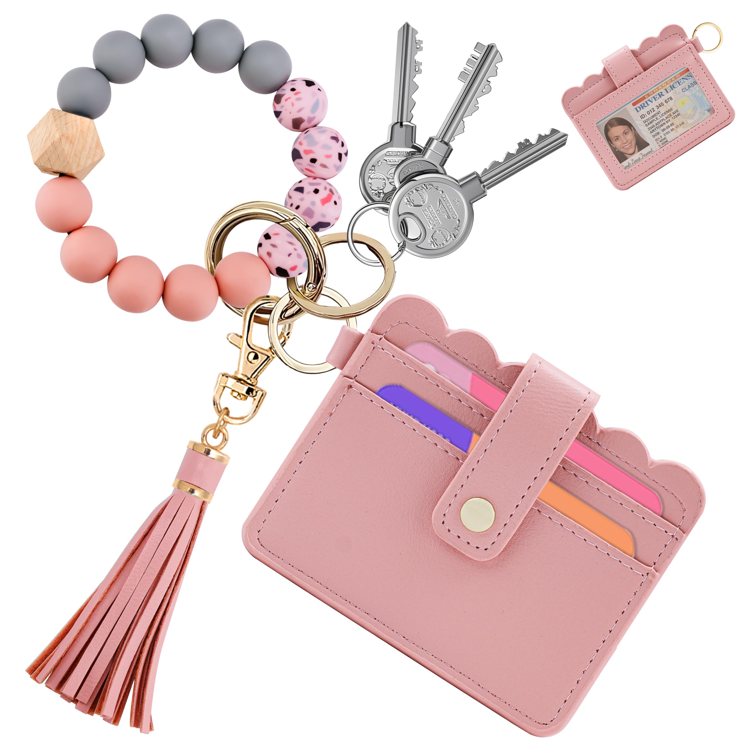 Wristlet Wallet for Women with Keychain – RFID Card Holder Small Wallet Wristlet with Key Ring