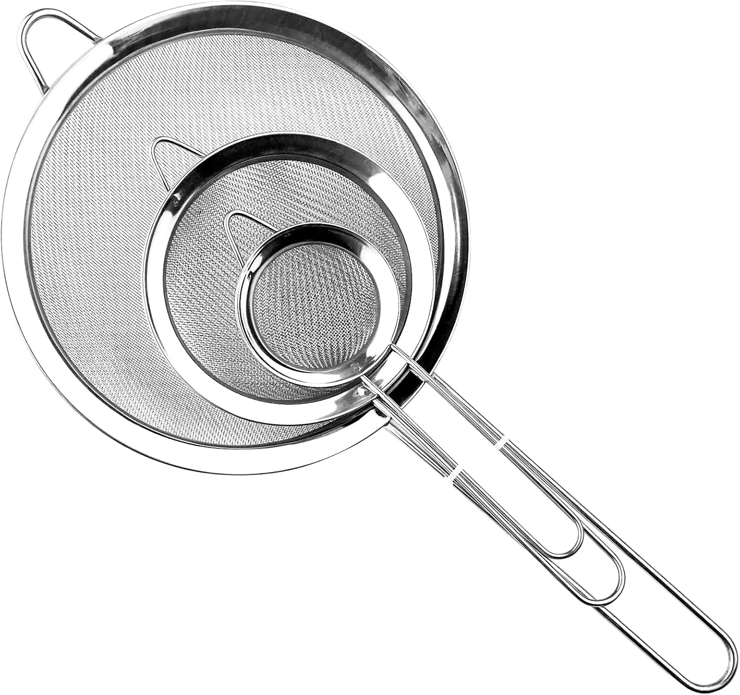 Set Di 3 Setacci In Acciaio Inox Relota - Colino Pasta Maglia Fine, Scolapasta Con Manico Per Farina, Riso, Verdura | Cucina Professionale - Foto 6