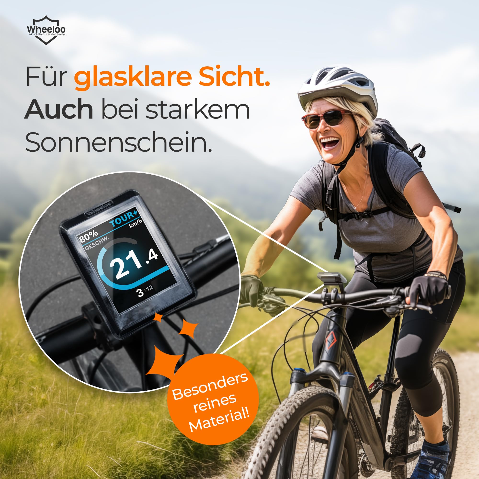 Wheeloo Displayschutz für Bosch Kiox 500 I E-Bike Schutzhülle transparent & wasserabweisend I EBike Display Schutz Set I Zubehör E Bike