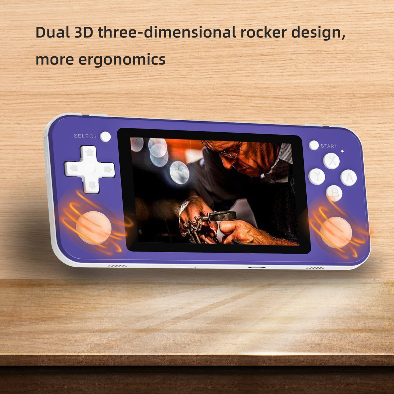 Cryfokt Retro-Handspielkonsole, RK3326 Quad Core Tragbare Spielkonsole, Handspielmaschine mit 3,5-Zoll-IPS-Bildschirm, 3500-mAh-Akku für N64 CPS1 CPS2 FBA (Purple)